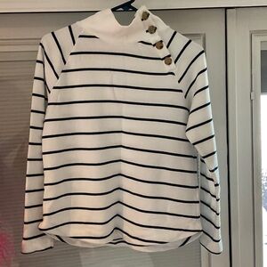 Striped White and Navy JCrew Pullover.